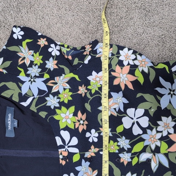 ModCloth Befits Your Brilliance Cap Sleeve Floral Dress Waist Tie Navy Blue - Picture 10 of 14